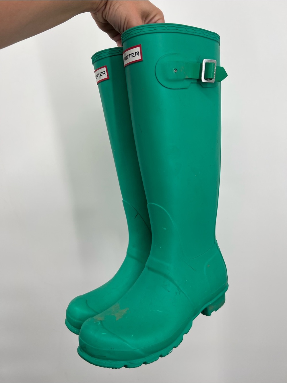 Hunter Teal Green Original Tall Matte Rain Boots 7